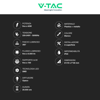 VT-8502 Plafoniera LED Tonda 60W SMD CCT 3in1 V-Tac Gallery
