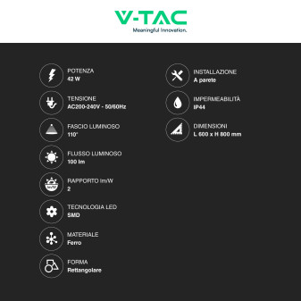 VT-8800 Lampada LED a Specchio 42W Anti-Fog SMD V-Tac