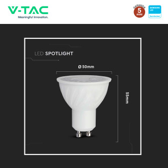 VT-227D Lampadina LED GU10 6W Faretto SMD Chip Samsung V-Tac