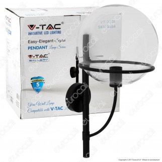 V-TAC VT-7226 Lampada da Muro in Vetro Trasparente con Portalampada