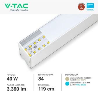 VT-7-40 Lampada LED a Sospensione 40W SMD Chip Samsung V-Tac