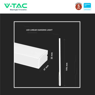 VT-7-40 Lampada LED a Sospensione 40W SMD Chip Samsung V-Tac