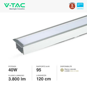 VT-7-41 Lampada LED ad incasso 40W SMD Chip Samsung V-Tac