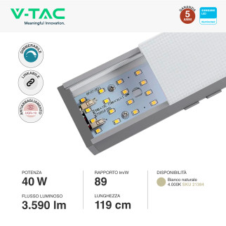 VT-7-43 Lampada LED a Sospensione 40W SMD Chip Samsung V-Tac