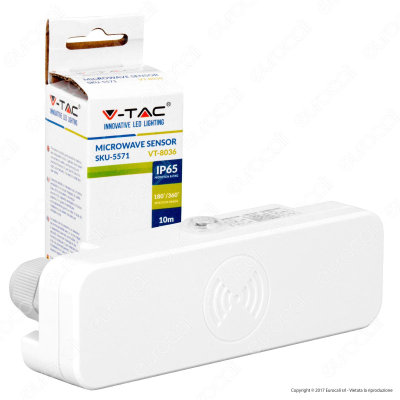 V-Tac VT-8036 Sensore di Movimento a Microonde IP65 per Lampadine -