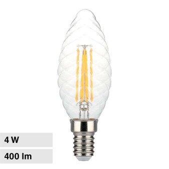 VT-1985D Lampadina LED E14 4W Candle Twist Filament V-Tac