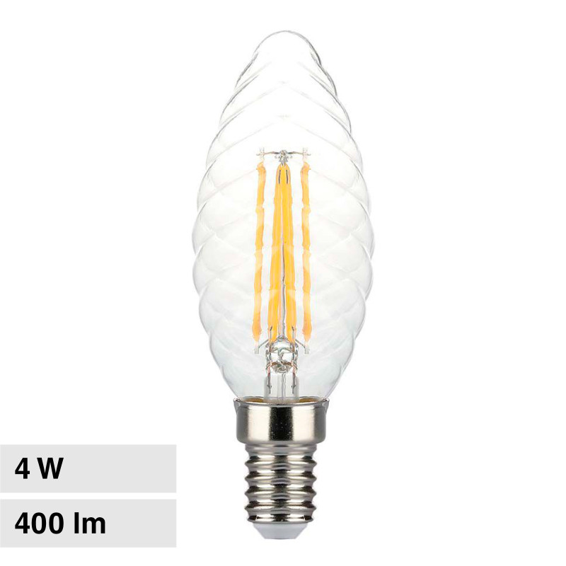 VT-1985D Lampadina LED E14 4W Candle Twist Filament V-Tac