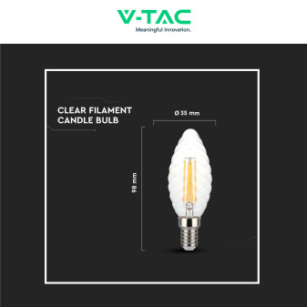 VT-1985D Lampadina LED E14 4W Candle Twist Filament V-Tac