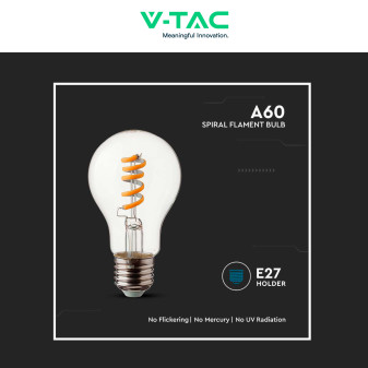 VT-2164 Lampadina LED E27 4W A60 Filament Vetro V-Tac