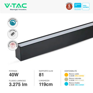 VT-7-46 Lampada LED a Superficie 40W SMD Samsung V-Tac Pro