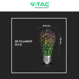 VT-2223 Lampadina LED E27 5W Bulb ST64 Filament 3D V-Tac