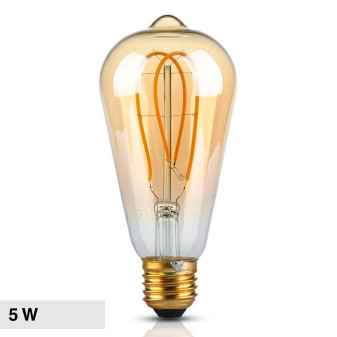 VT-2066 Lampadina LED E27 5W Bulb ST64 Filament Vetro V-Tac
