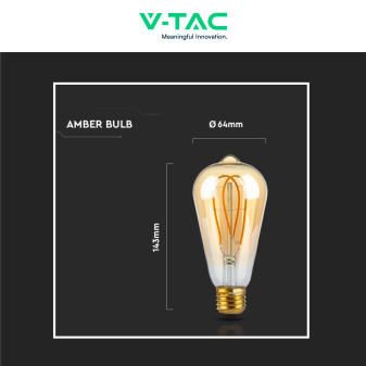 VT-2066 Lampadina LED E27 5W Bulb ST64 Filament Vetro V-Tac