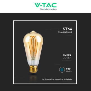 VT-2066 Lampadina LED E27 5W Bulb ST64 Filament Vetro V-Tac