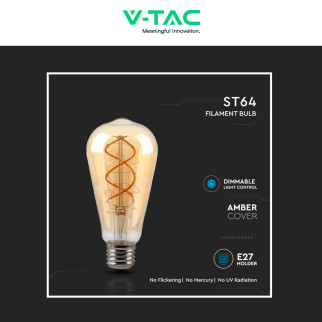 VT-2065D Lampadina LED E27 4,8W ST64 Dimmerabile Vetro V-Tac