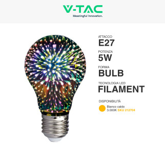 VT-2203 Lampadina LED E27 5W Bulb A60 Filament 3D V-Tac