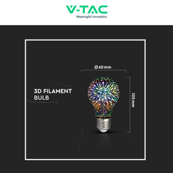 VT-2203 Lampadina LED E27 5W Bulb A60 Filament 3D V-Tac