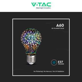 VT-2203 Lampadina LED E27 5W Bulb A60 Filament 3D V-Tac