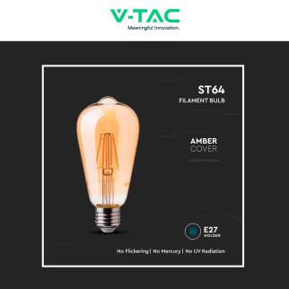 VT-1966 Lampadina LED E27 6W Bulb ST64 Filament Vetro V-Tac