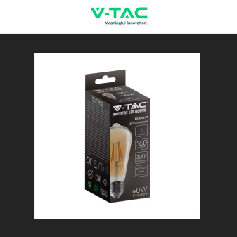 VT-1966 Lampadina LED E27 6W Bulb ST64 Filament Vetro V-Tac
