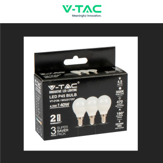 VT-2156 Super Saver Pack 3 Lampadine LED E14 P45 4,5W V-Tac