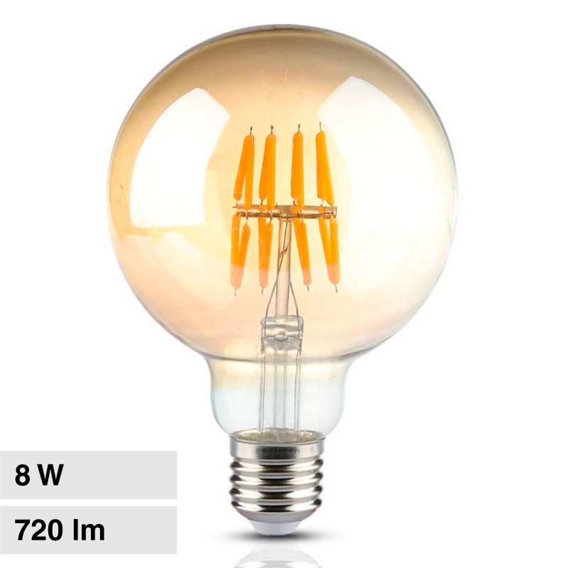 VT-2019 Lampadina LED E27 8W Bulb G95 Filament Vetro V-Tac