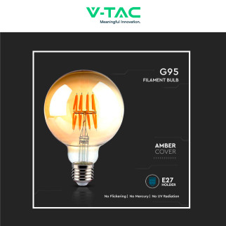VT-2019 Lampadina LED E27 8W Bulb G95 Filament Vetro V-Tac