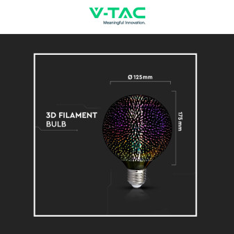 VT-2233 Lampadina LED E27 4W Globo G125 Filament 3D V-Tac