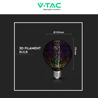 VT-2233 Lampadina LED E27 4W Globo G125 Filament 3D V-Tac