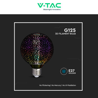 VT-2233 Lampadina LED E27 4W Globo G125 Filament 3D V-Tac