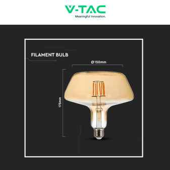 VT-2308 Lampadina LED E27 8W Bulb T180 Filament Vetro V-Tac
