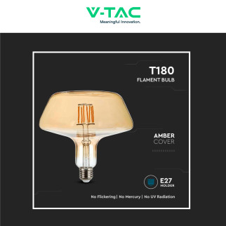 VT-2308 Lampadina LED E27 8W Bulb T180 Filament Vetro V-Tac