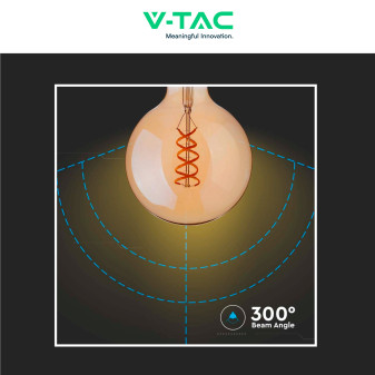 VT-2075 Lampadina LED E27 4,8W Bulb G95 Filament Vetro V-Tac