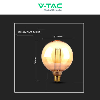 VT-2195 Lampadina LED E27 4W G125 Art Filament Vetro V-Tac