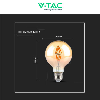 VT-2004 Lampadina LED E27 4W Bulb G80 Filament Vetro V-Tac
