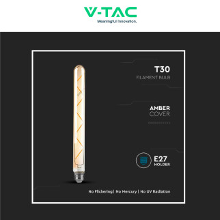 VT-2008 Lampadina LED E27 7W Bulb T30 Filament Vetro V-Tac