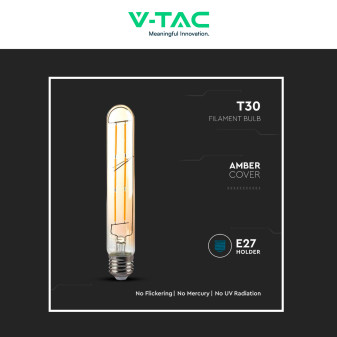 VT-2006 Lampadina LED E27 6W Bulb T30 Filament Vetro V-Tac