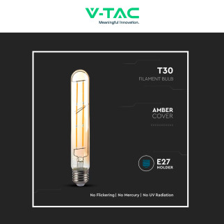 VT-2006 Lampadina LED E27 6W Bulb T30 Filament Vetro V-Tac