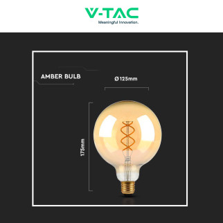 VT-2085 Lampadina LED E27 4,8W G125 Filament Vetro V-Tac
