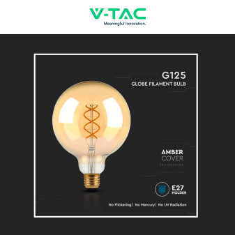 VT-2085 Lampadina LED E27 4,8W G125 Filament Vetro V-Tac