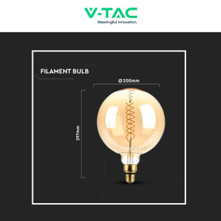 VT-2158D Lampadina LED E27 8W Bulb G200 Filament Vetro V-Tac