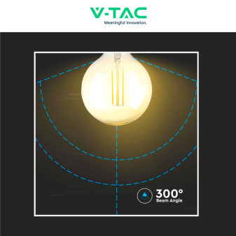 VT-2018D Lampadina LED E27 8W G125 Filament Vetro V-Tac