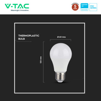 VT-262D Lampadina LED E27 11W A60 Chip Samsung V-Tac Pro