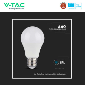 VT-262D Lampadina LED E27 11W A60 Chip Samsung V-Tac Pro