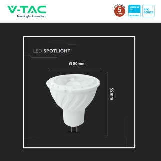 Lampadina LED GU5.3 (MR16) 6W Chip Samsung V-Tac