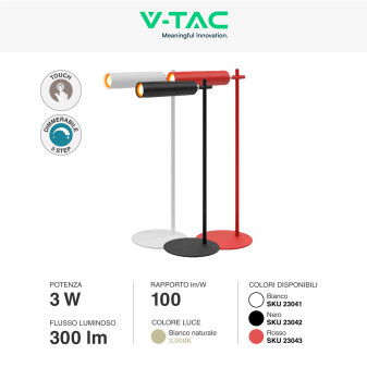 VT-7413 Lampada LED 3in1 da Tavolo e da Parete 3W Magnetica V-Tac