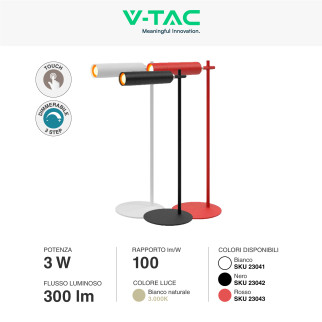 VT-7413 Lampada LED 3in1 da Tavolo e da Parete 3W Magnetica V-Tac