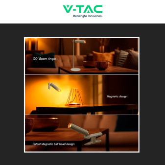 VT-7413 Lampada LED 3in1 da Tavolo e da Parete 3W Magnetica V-Tac
