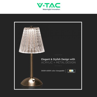 VT-1033 Lampada LED 3in1 da Tavolo 2,4W Dimmerabile Ricaricabile V-Tac