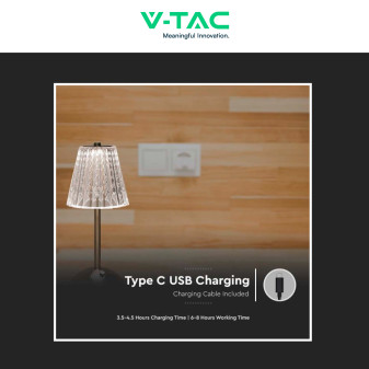 VT-1033 Lampada LED 3in1 da Tavolo 2,4W Dimmerabile Ricaricabile V-Tac